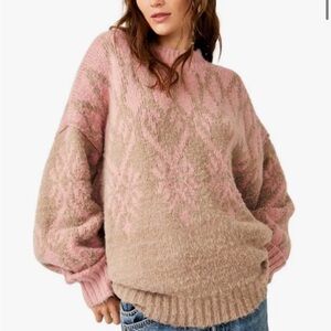 NWT Free People Fireside Tunic in Etheral Blush Combo